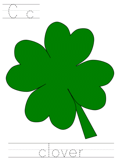 saint patrick's day learn to print tracer page - Cc clover