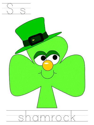 saint patrick's day learn to print tracer page - Ss shamrock