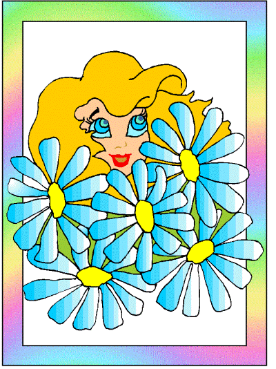 spring flower girl coloring page