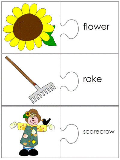 autumn jigsaw word match
