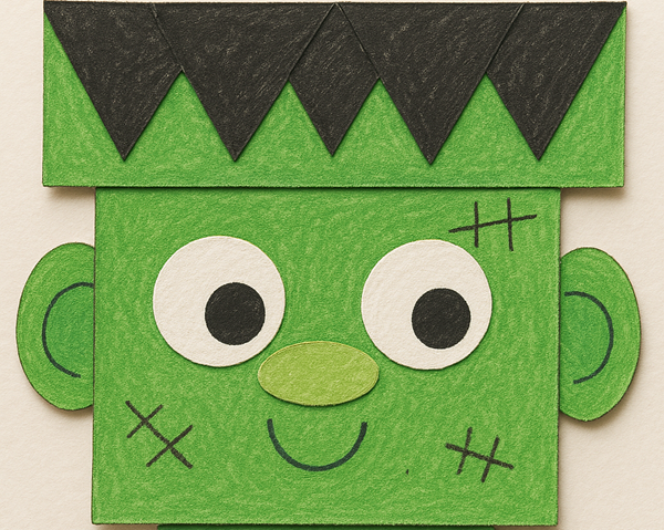 Finished Frankenstein Shapes Paper Craft