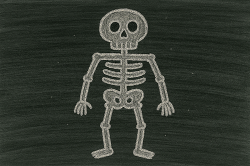 skeleton themed wax crayon resist craft