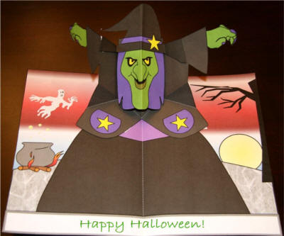 Witch pop up card for Halloween