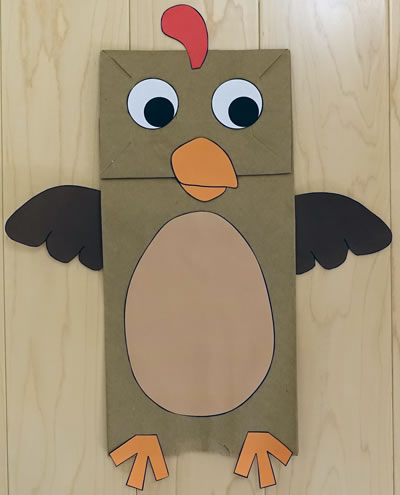 template 1 of the paper bag turkey craft (no tail feathers yet)