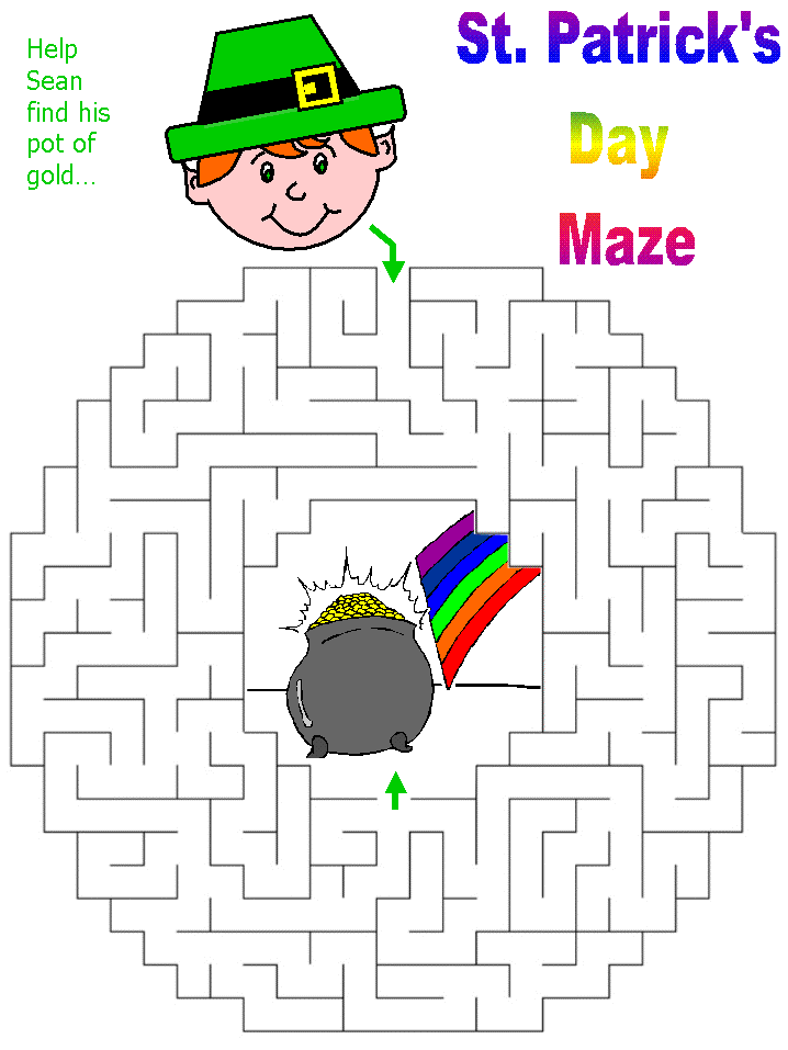 St Patrick s Day Maze Kids Mazes For Kids Senior Activities Printables Kids