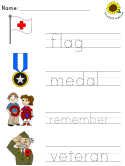 veteran's day block print tracer pages