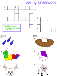 spring crossword worksheets for kids