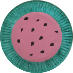 Watermelon Paper Plate Craft with seeds