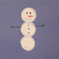 Snowman stamped with the bottom of a cup.