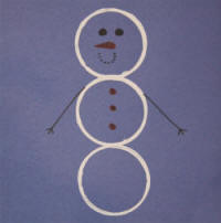 Snowman stamped with the top of a cup.