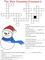 Wee Snowman Crossword Puzzles