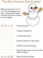 Wee Snowman Word Ladder Puzzles