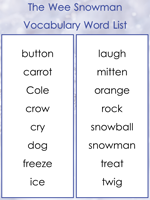 The Wee Snowman Vocabulary words