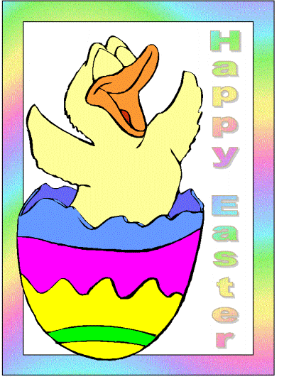 happy easter coloring page of a chick hatching out of an easter egg