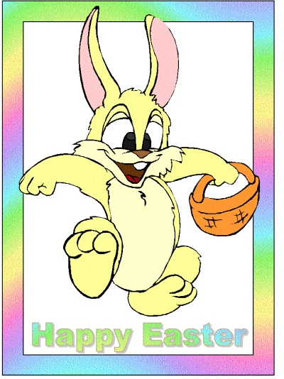 happy easter coloring page of a bunny with a basket
