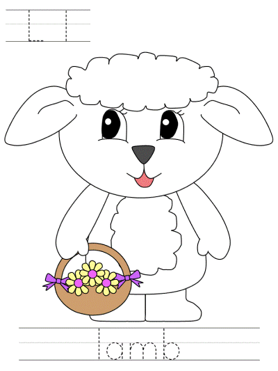 easter tracer page, Ll lamb