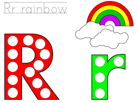 Rr rainbow bingo dauber art worksheet