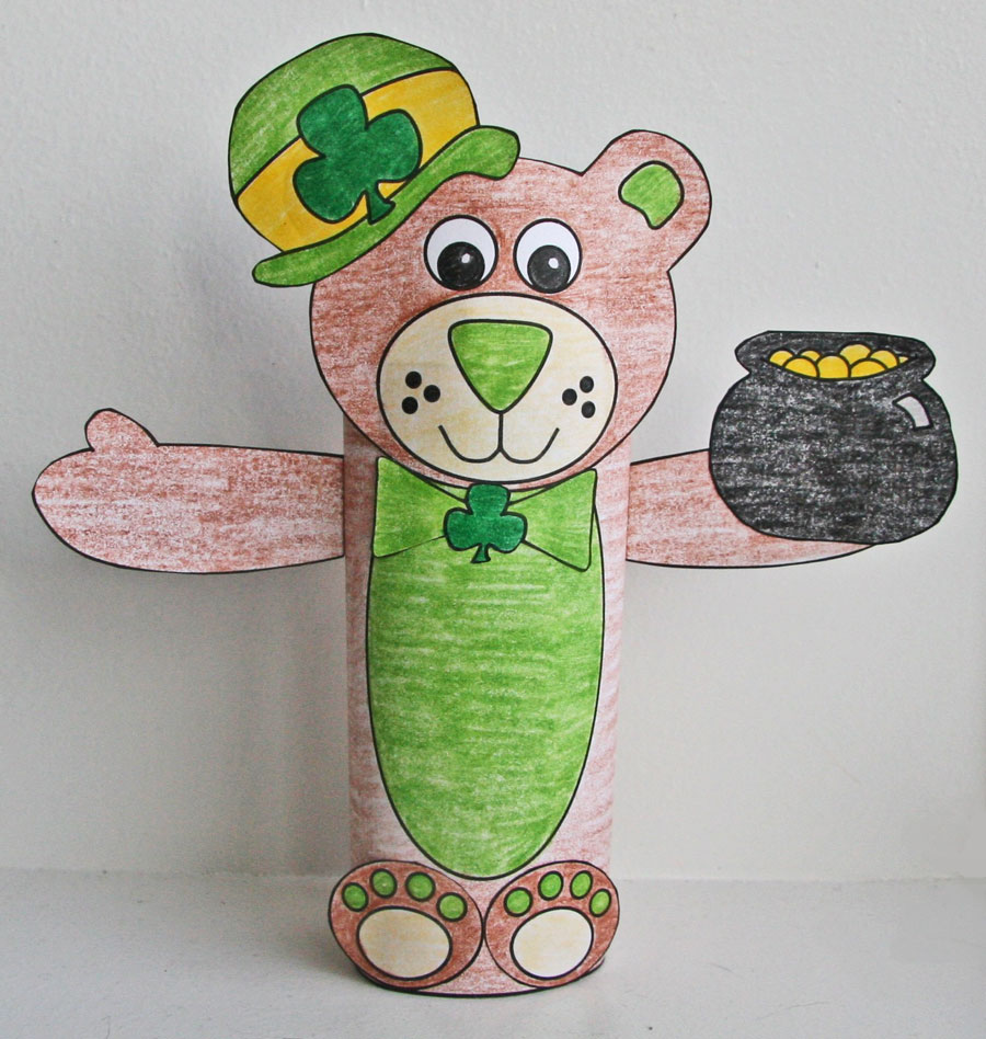 St Patrick's Day Bear TP Roll Craft