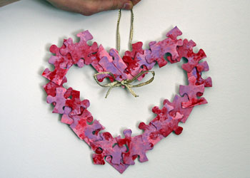 puzzle piece heart wreath