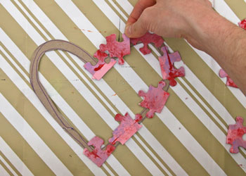 puzzle piece heart wreath