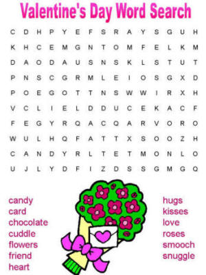 valentine's day word search