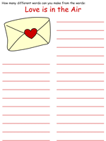 Valentine's Day Word Mining Worksheets