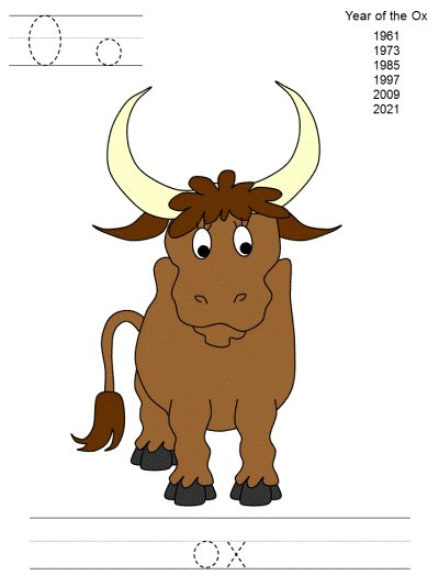 chinese new year tracer page - year of the ox