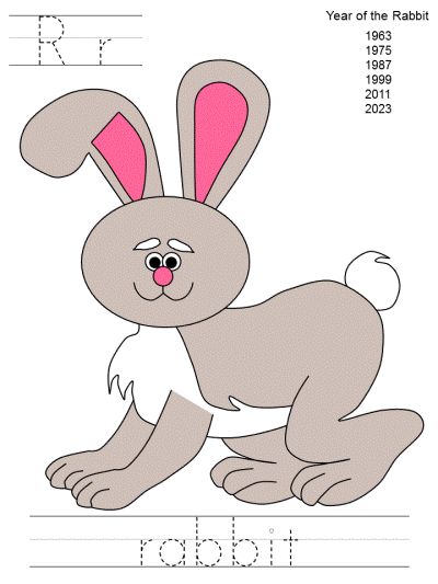chinese new year tracer page - year of the rabbit