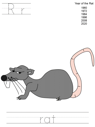 chinese new year tracer page - year of the rat