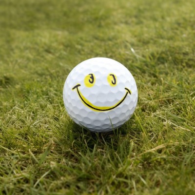 painted smiley face golf ball