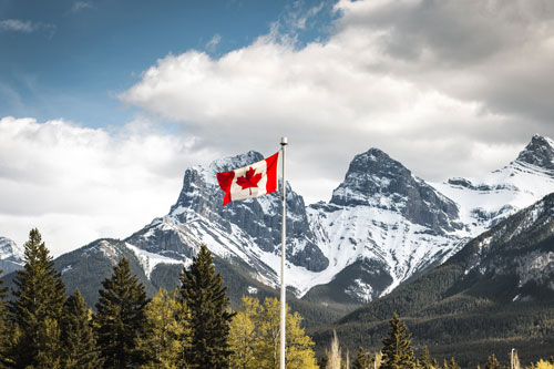 Canada Flag in the Mountains