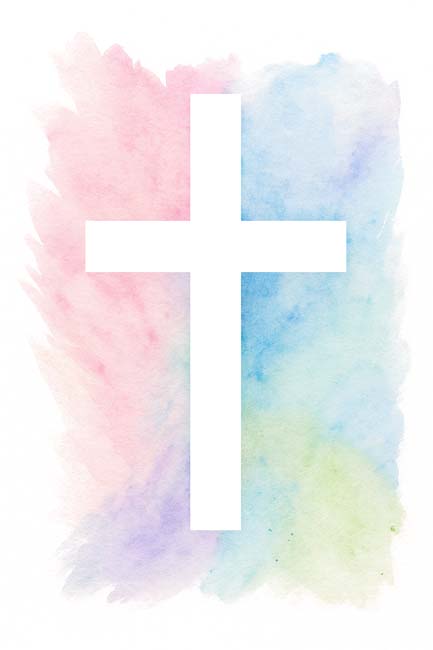 painter's tape resist cross craft done in a watercolor paint style