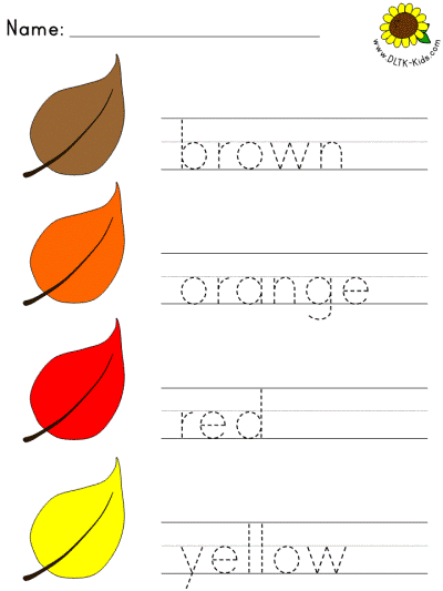 autumn tracer page - brown, orange, red, yellow