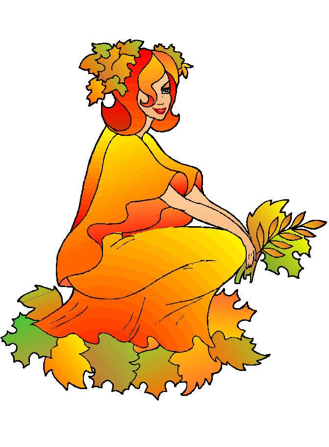pretty autumn woman coloring page