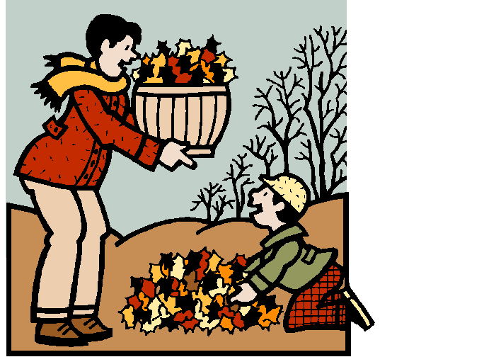 autumn coloring page of a child and father