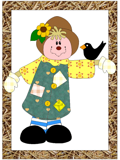 autumn coloring page of a scarecrow