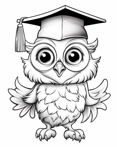 owl graduation coloring page