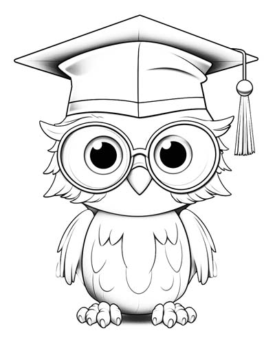 owl graduation coloring page