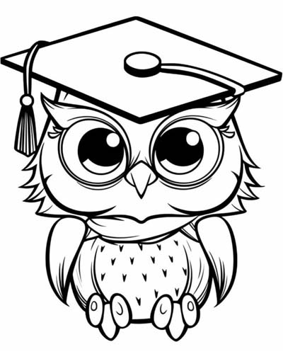 owl graduation coloring page