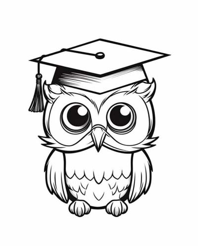 owl graduation coloring page