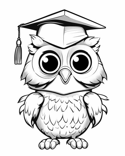owl graduation coloring page