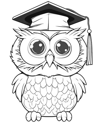 owl graduation coloring page