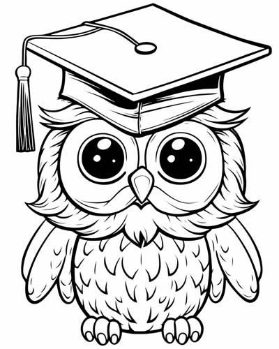 owl graduation coloring page