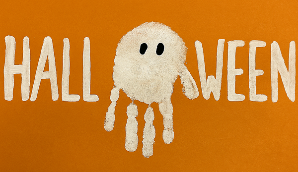 ghost handprint craft - spell halloween