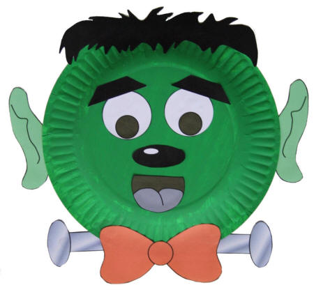 photo of the finished frankenstein paper plate craft
