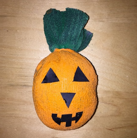 completed pumpkin sock