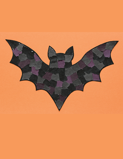 finished collage with the printable bat template