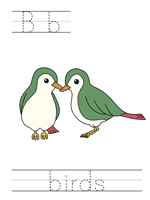 Printable print practice worksheet - Bb birds