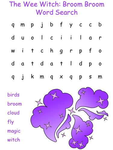 Wee Witch and the Potion Problems word search puzzles