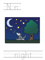Printable print practice worksheet - Nn night
